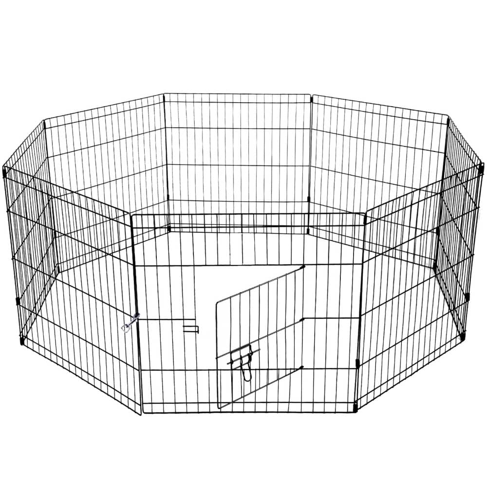 Playpen Puppy Black viegla metāla manēža sētiņa suņiem, kucēniem h76 cm